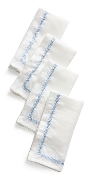 Kim Seybert Jardin Napkins Set of 4 White/Periwinkle One Size