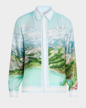 Men's Dalmatian A La Montange Silk Long-Sleeve Shirt