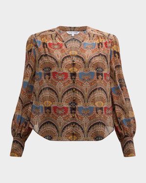Esmeralda Long-Sleeve Silk Top