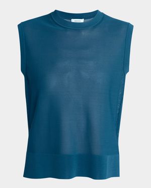 Semi Sheer Knit Sleeveless Top