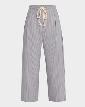 Railroad Stripe Pleated Drawstring Pants