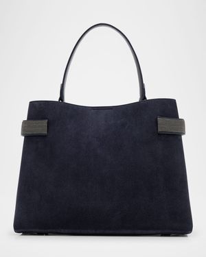 Essense Medium Monili Suede Top-Handle Bag