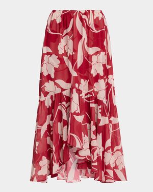 Geena Cherry Flora Chiffon Midi Skirt