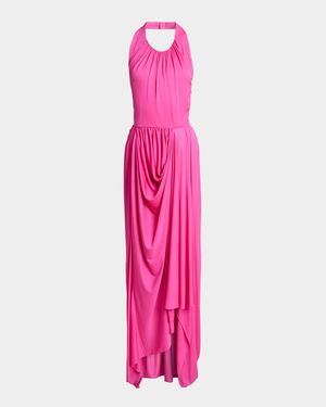 Draped Jersey Halter Gown