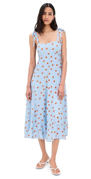 ASTR the Label Lilliana Dress Blue Rust Polkadot S