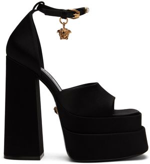Versace Sandales à talon bottier Aevitas noires
