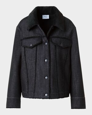 Faux-Fur Trim Denim Jacket