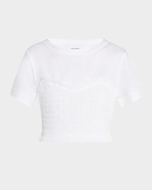 Shel Smocked Ruffle Cotton Top