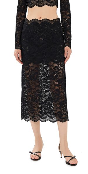 rabanne Midi Skirt In Lace Black 42