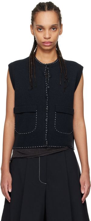 Cordera Navy Merino Wool Stitched Vest