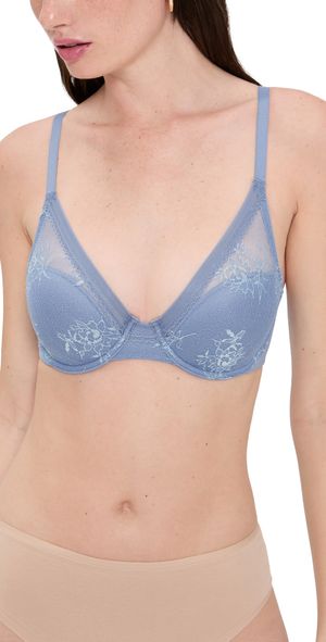 Natori Love Lace Full Coverage Plunge T-Shirt Bra Country Blue/Minty 32DD