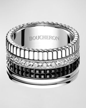 Quatre Black Edition Large Diamond Band Ring, Size 54