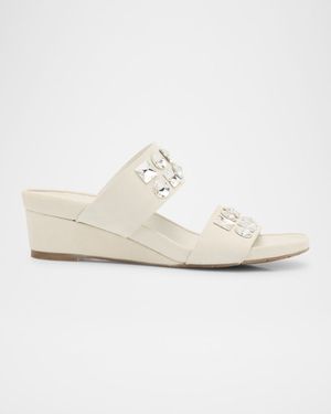 Wendy Demi-Wedge Swarovski Suede Sandals