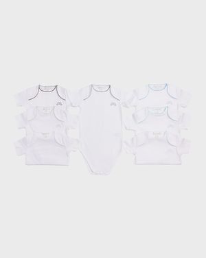 Kid's Picot Pima Cotton 7-Piece Bodysuit Set, Size Newborn-12M