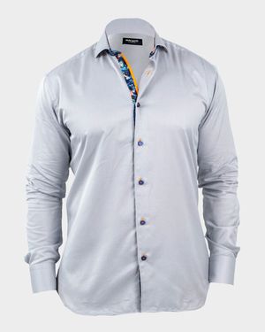 Men's Einstein Jacquard Contrast-Placket Sport Shirt
