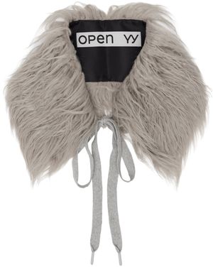 OPEN YY Gray Faux Fur Collar Scarf