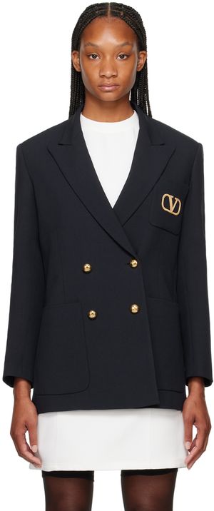 Valentino Navy Double-Breasted Blazer