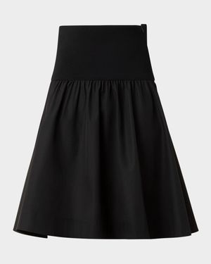 Wide Waistband Cotton Poplin Skirt