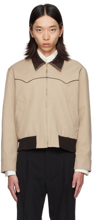 Ernest W. Baker Beige Western Harrington Jacket