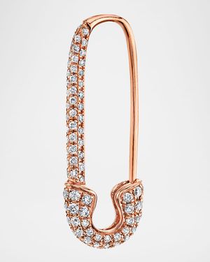 18K Rose Gold Diamond Safety Pin Earring, Single
