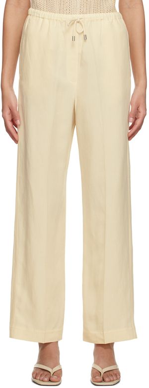 TOTEME Pantalon de détente blanc cassé à cordon coulissant