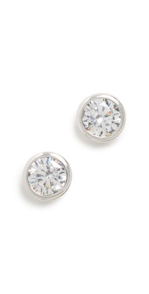 SHASHI Solitaire Bezel Stud Earrings Silver One Size