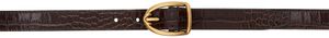 TOM FORD Brown Croc Angled Buckle Belt
