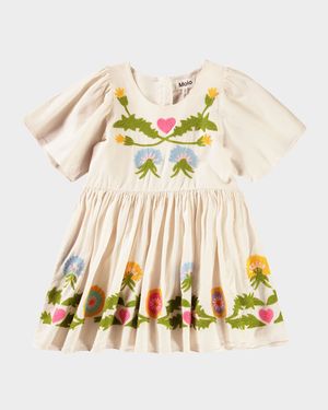 Girl's Carlin Floral Crotchet Dress, Size 7-12