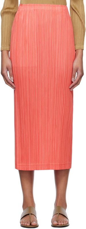 PLEATS PLEASE ISSEY MIYAKE Pink Thicker Bottoms 1 Midi Skirt