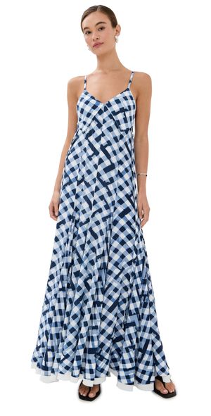 Proenza Schouler June Dress In Printed Crepe De Chine Dark Navy Multi 8