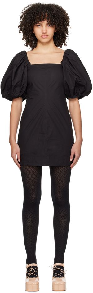 GANNI Black Twisted Sleeves Minidress