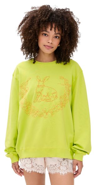 Coniglio Palm Beach Embroidered Bunny Pullover Lime One Size