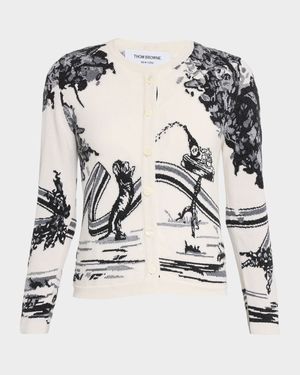 Hector Toile Cashmere Crewneck Cardigan