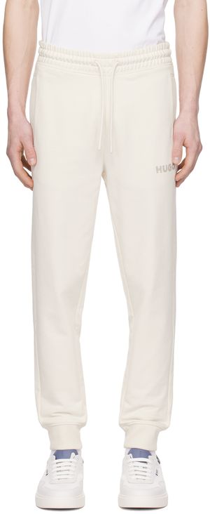 Hugo Pantalon de survêtement blanc cassé à logo brodé