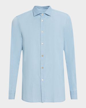 Men's Denim Button-Down Shirt