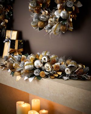 Silver and Gold Mantel Garland, 46"