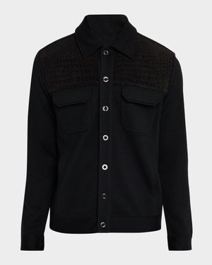 Men's Crocodile-Trim Knit Blouson