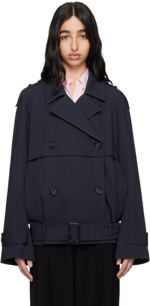 TOTEME Navy Short Cotton Trench Jacket