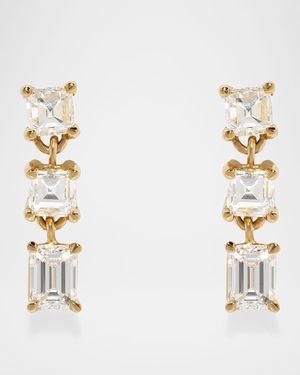 18K Yellow Gold Illusion Carre Diamond Earrings