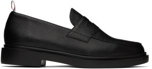 Thom Browne Black Pebble Grain Penny Loafers