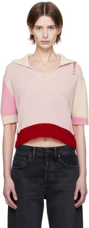 Marni Pink & Red Cashmere Colour Block Polo