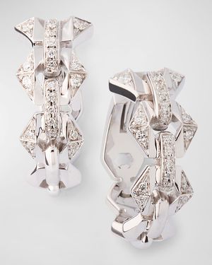 18K White Gold Flow Hoop Earrings with Diamonds