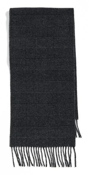 Polo Ralph Lauren Cashmere Blend Menswear Scarf Charcoal Check One Size