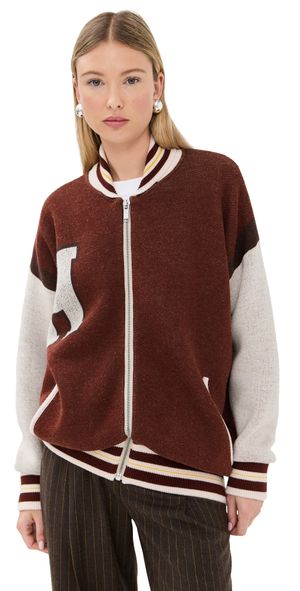 HALFBOY College Bomber Jacket New Maroon M