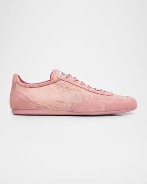 Sunny Floral Lace and Suede Trainers