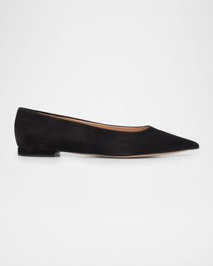 Suede Pointed-Toe Ballerina Flats