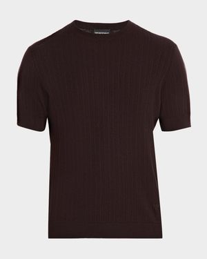 Men's Jacquard Stripe Short-Sleeve Sweater