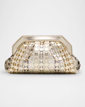 Secret Woven Mosaic Metallic Leather Clutch Bag