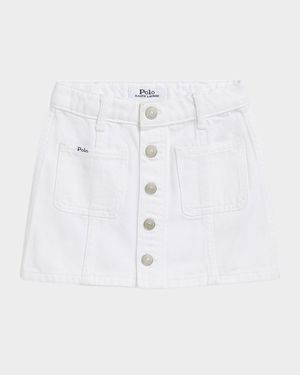 Girl's Denim Patch Pocket Mini Skirt, Size 2-6X