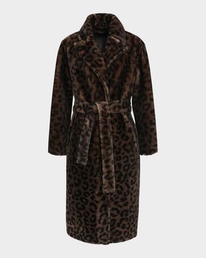 Reversible Leopard-Print Shearling Lamb Stroller With Belt